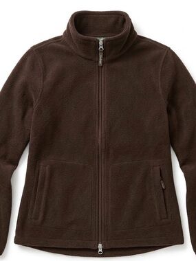 Geiger Dark Brown Fleece Jacket Cinch Waist & Neck Women's 34